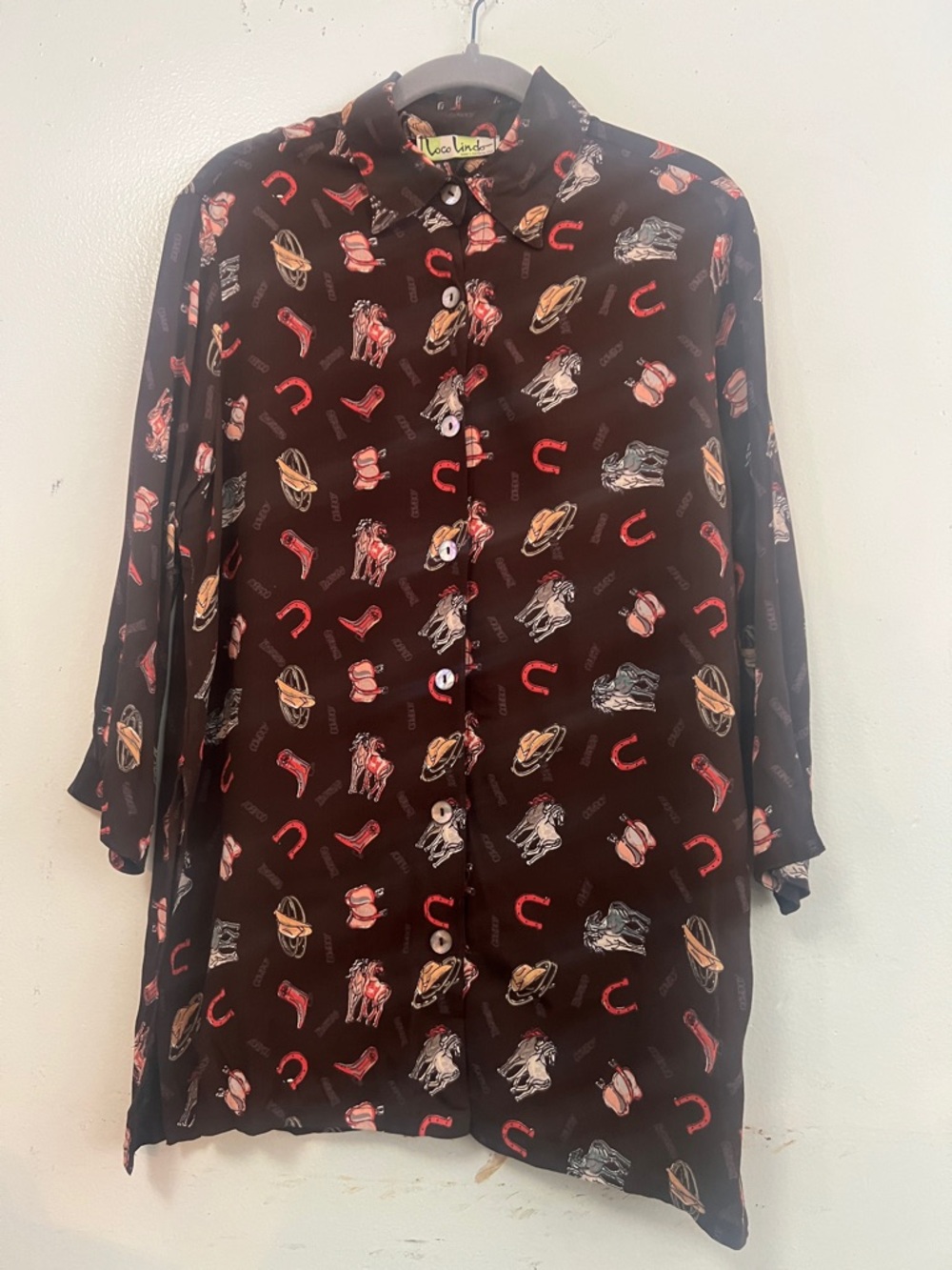 LOCO‎ LINDO HORSE WESTERN PRINT SHIRT SIZE S